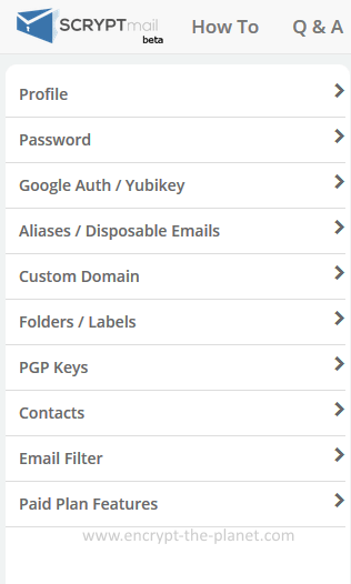 SKRYPTmail options