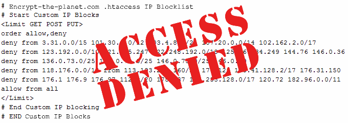 .htaccess Spammer, Bad Bot, Blocklist for your website