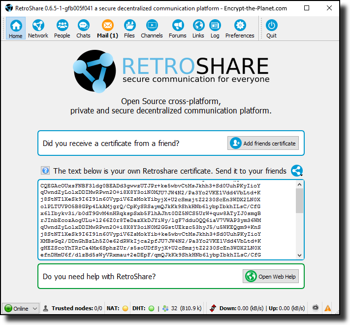 RetroShare - All In One Encrypted Communications
